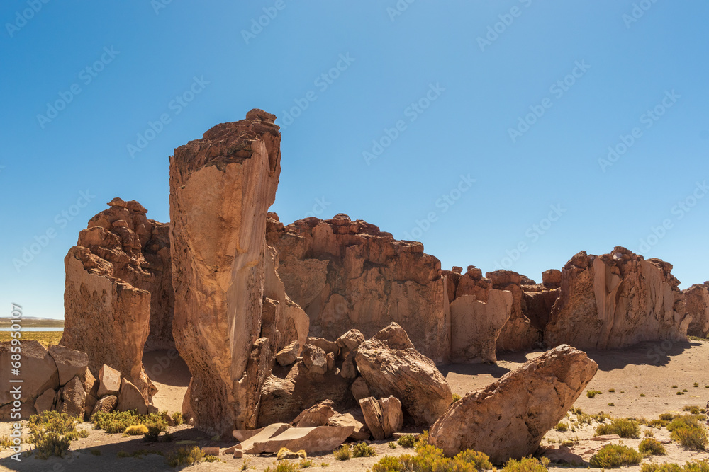 Rock formation in the region of the Bolivian desert called 