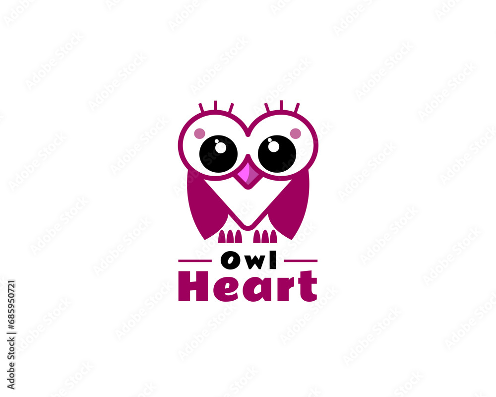 love heart owl bird logo icon symbol design template illustration inspiration