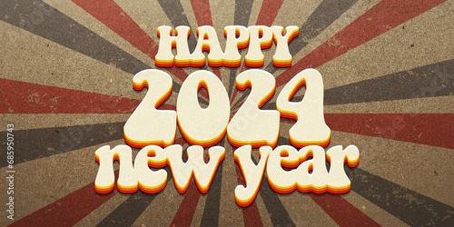 Groovy 2024 Happy New Year 3d Vintage colorful text and comic background, distressed design

 (ID: 685950743)