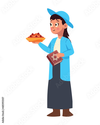 hanukkah woman with sufganiyot