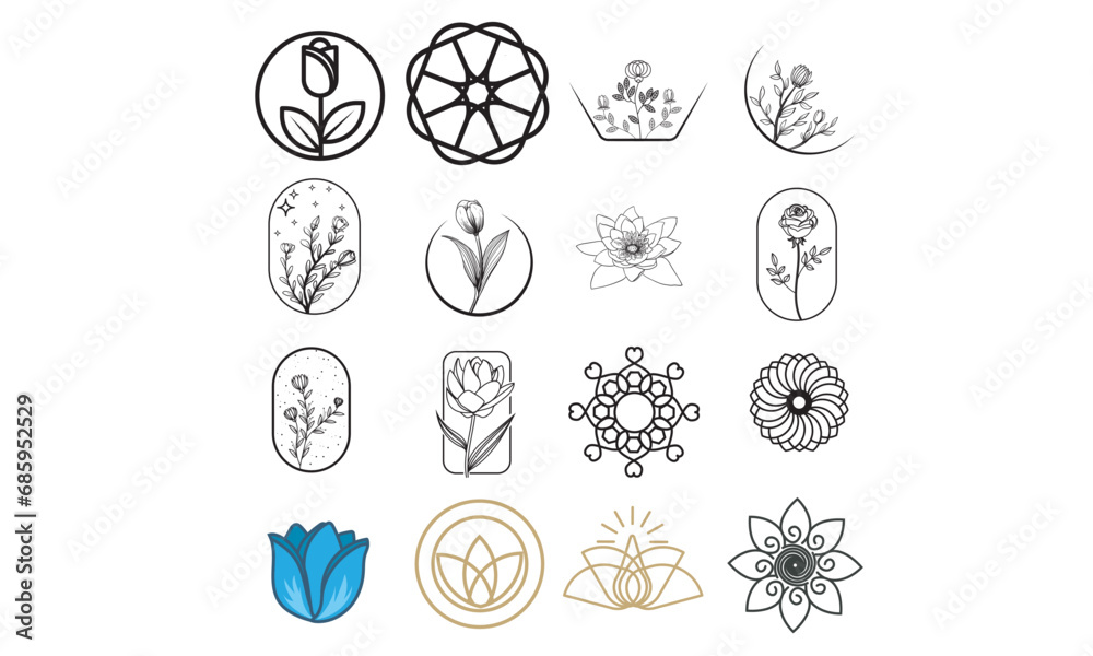 flower logo handdrawn collection