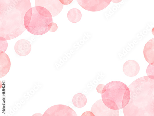 水玉模様の水彩フレーム ピンク