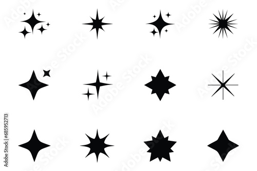 Sparkle Starburst icon vector set. Sparkle shape design illustration. Star Starburst flower symbol abstract spark shine collection.