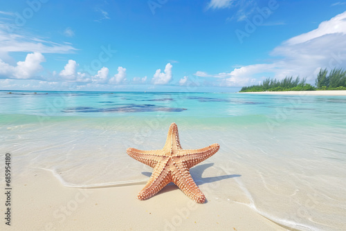 starfish floats on the beach of the pacific coast © Rangga Bimantara