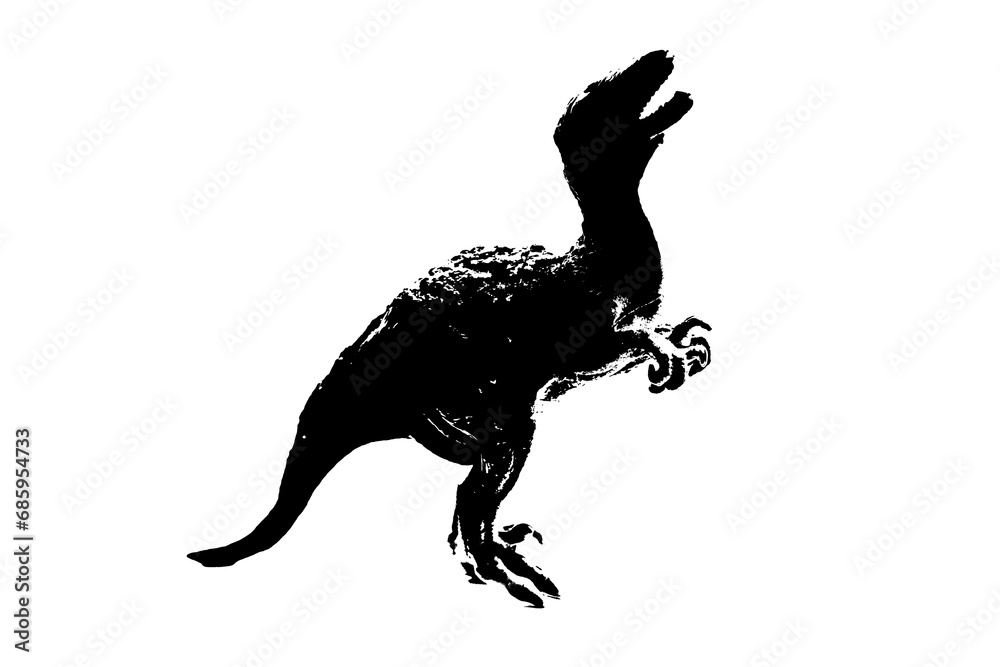 Obraz premium black dinosaur silhouette isolated on white background, model of T-rex toys