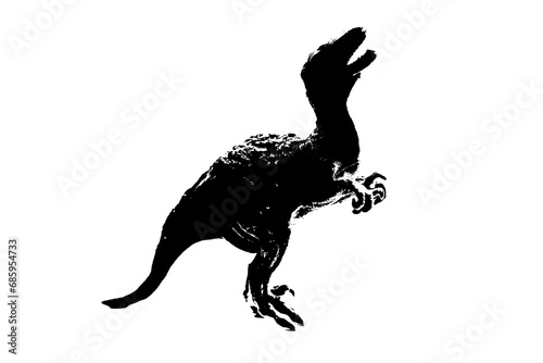 black dinosaur silhouette isolated on white background  model of T-rex toys