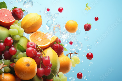 Fruits in water splash