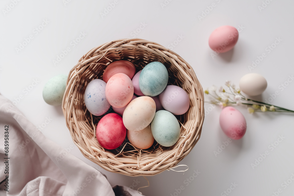 easter eggs in a basket easter eggs in a basket