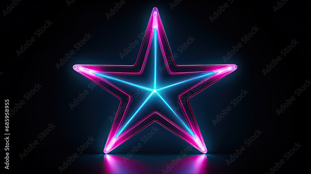 neon star on black background neon star on black background