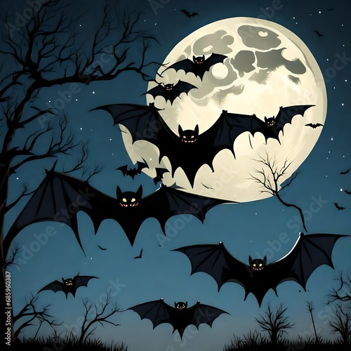halloween background with bats