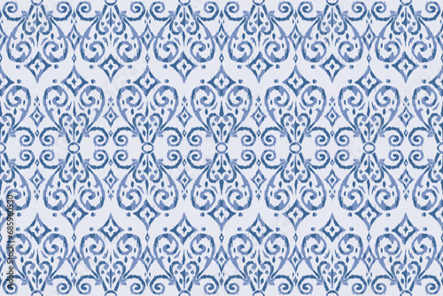 Floral vintage seamless pattern for retro wallpapers. Enchanted Vintage Flowers. Frozen Elsa winter inspired. Design for wrapping paper, wallpaper, fabrics and fashion clothes. Ikat pattern. photo