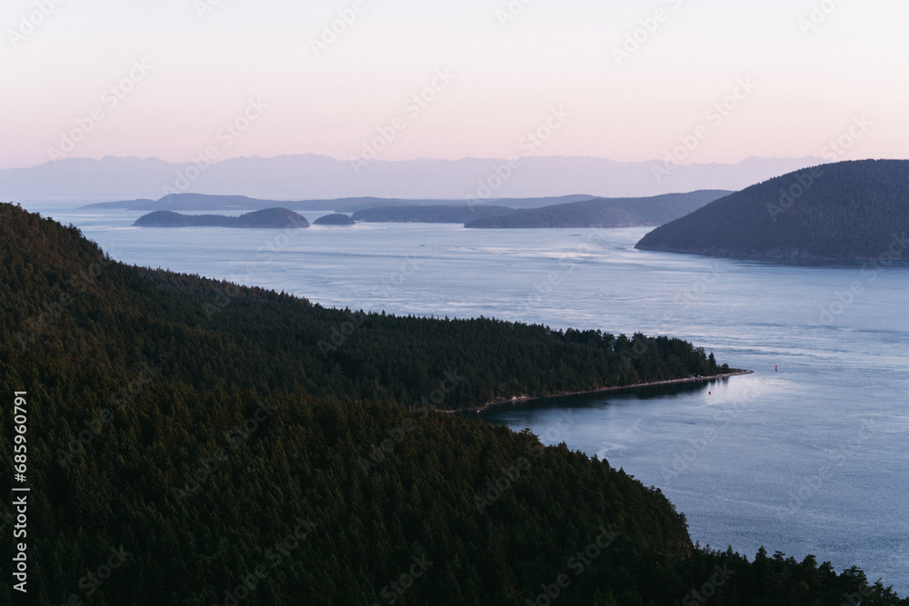 Sunset from Eagle Cliff on Cypress Island in the San Juan Islands in Northwest Washington