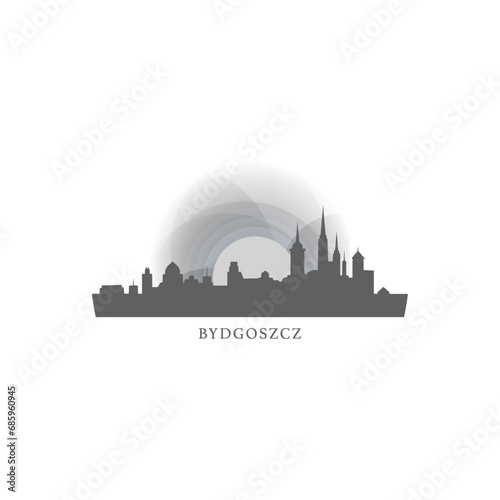 Wallpaper Mural Bydgoszcz cityscape skyline city panorama vector flat logo, modern icon. Poland emblem idea with landmarks and building silhouettes, isolated clipart at sunset, sunrise, night Torontodigital.ca