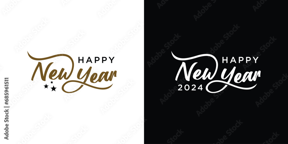 Happy New Year text for greeting card. Vector holiday design on white background Happy New Year text for greeting card. Vector holiday design on white background