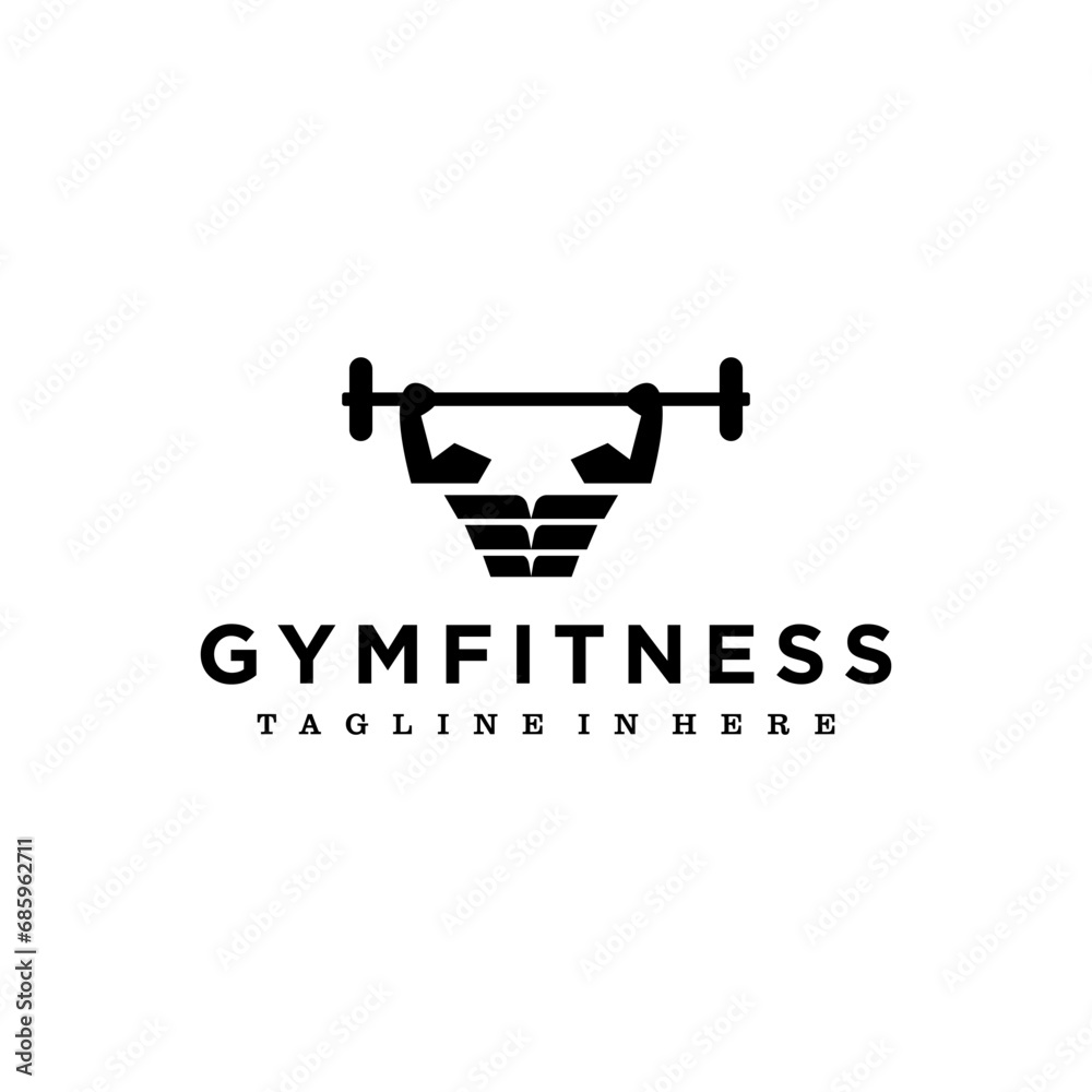 logo illustration of a person lifting a barbell, this logo is very suitable for a company or fitness studio logo illustration of a person lifting a barbell, this logo is very suitable for a company or fitness studio