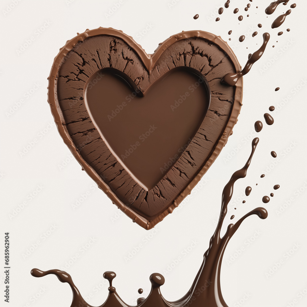 3D render of an isolated heart shaped Chocolate truffle with impactful Splash and chocolate drops and ripple cocoa powder and nuts and milk flow ice cream 3D render of an isolated heart shaped Chocolate truffle with impactful Splash and chocolate drops and ripple cocoa powder and nuts and milk flow ice cream