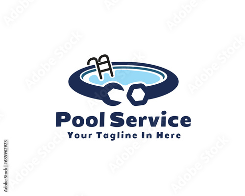 pool service care logo design template illustration inspiration