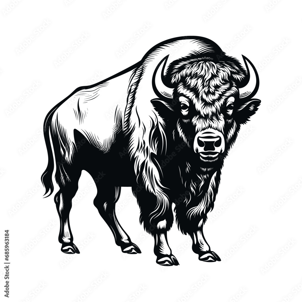 American bison, buffalo, vector illustration. American bison, buffalo, vector illustration.