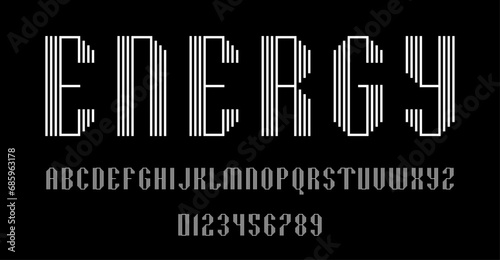 Set of alphabets font letters and numbers modern abstract design with lines vector illustration	
