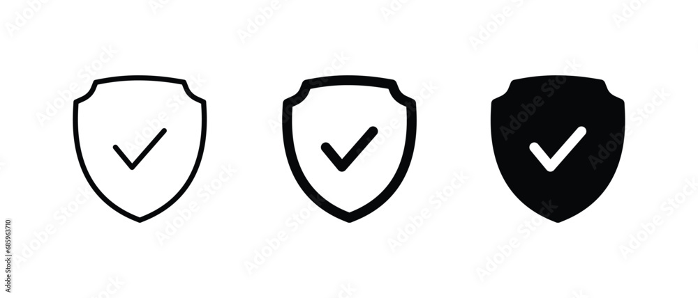 Shield with check mark icon vector illustration for web, ui, and mobile apps Shield with check mark icon vector illustration for web, ui, and mobile apps