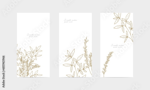 年賀用和素材。和風の草木柄デザインテンプレートセット。冬のバナー背景セット。Japanese material for New Year's greeting card. Japanese style design template set. Winter banner background set.