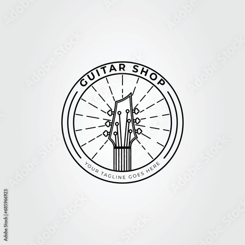 guitar headstock or bass for music shop logo vector illustration design