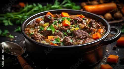 stew with vegetables HD 8K wallpaper Stock Photographic Image 