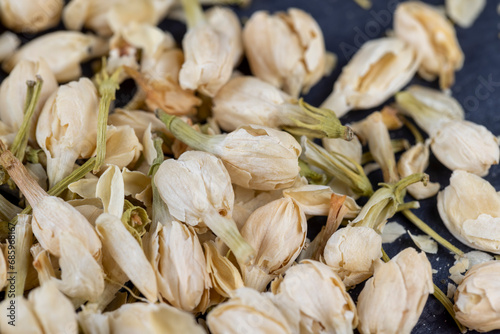 dried jasmine flowers and buds for adding to tea