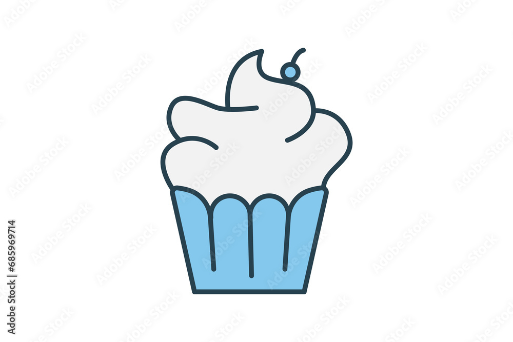 cup cake icon. icon related to party a baking or dessert-themed party. flat line icon style. simple vector design editable cup cake icon. icon related to party a baking or dessert-themed party. flat line icon style. simple vector design editable