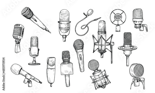 microphone handdrawn collection