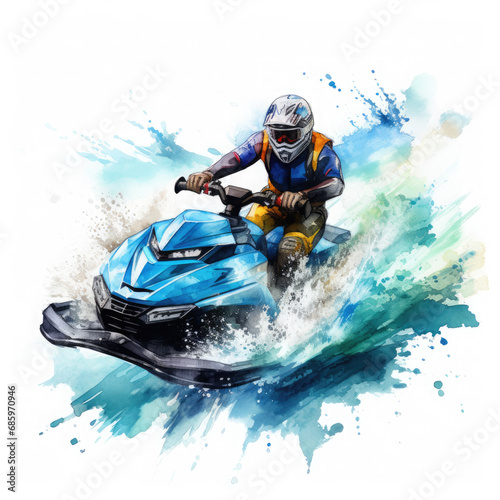 Jet skiing Illustration, Generative Ai © Creative Artist