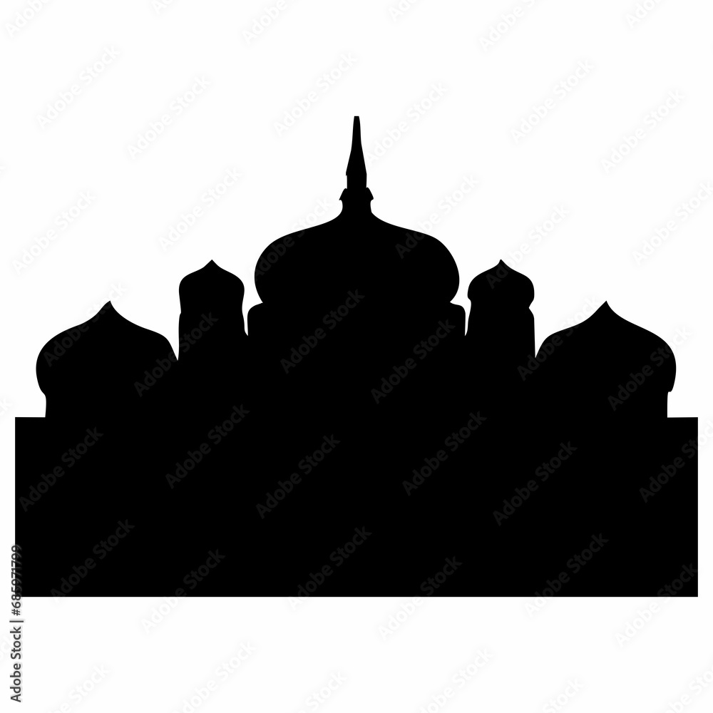 black silhouette of the mosque building