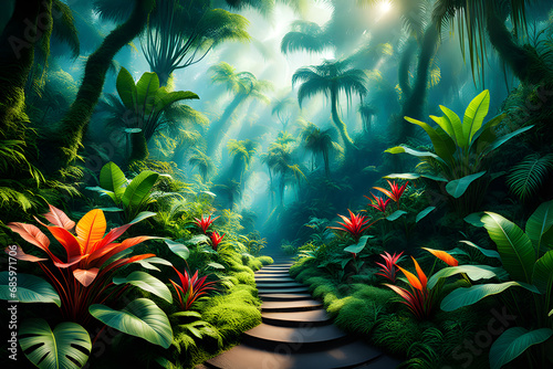 Enchanted fantasy tropical jungle