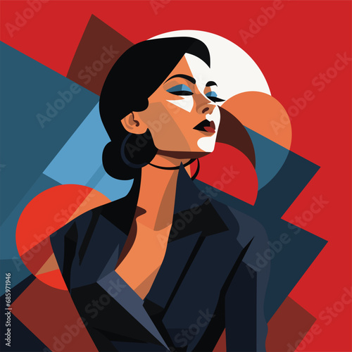 Abstract Art Corporate Woman, Stylish Office Lady