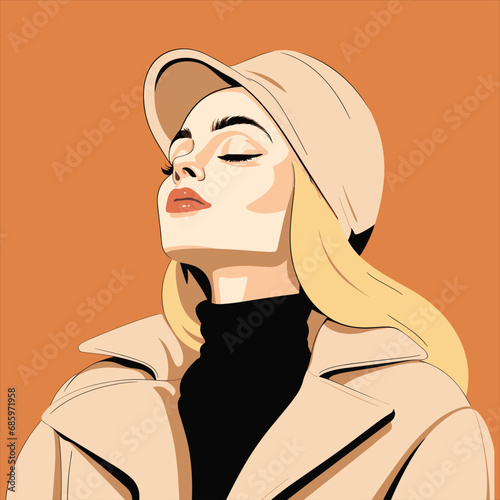 Girl with closed eyes calm and cool facial expressions