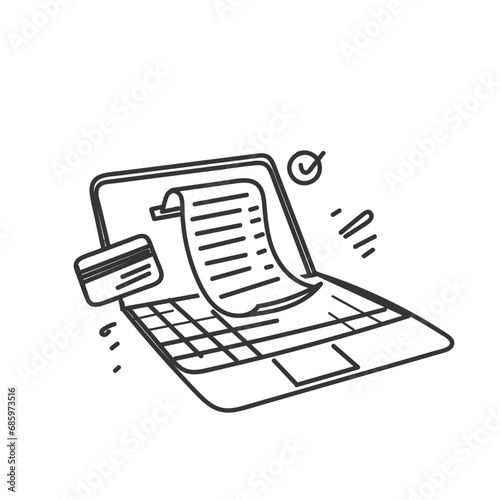 hand drawn doodle invoice business digital form on device screen