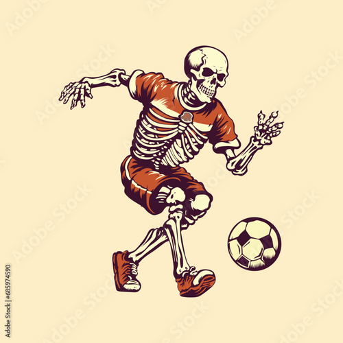 Illustration Skull Playing Football Soccer Vector Stock Illustration