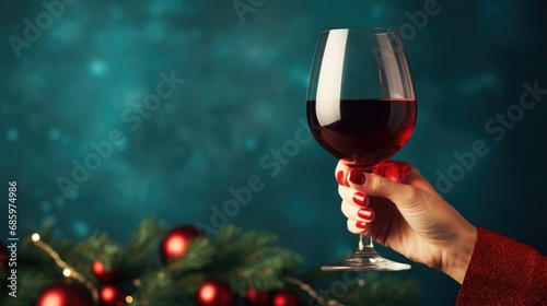 Collage of female hands holding bottle and glasses of wine on color background 