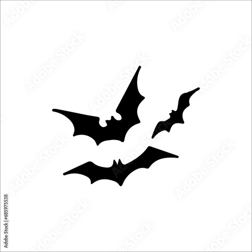 vector illustration of three black bats