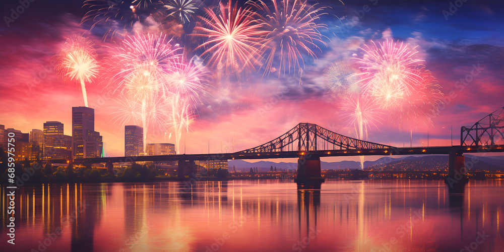 Soft Beauty of Portland's Fireworks: USA Celebration in Crystal Clear Resolution
