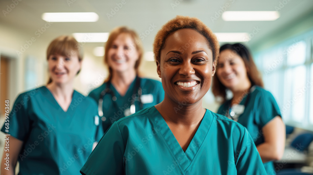 Group of young medical professionals smiling at the camera Group of young medical professionals smiling at the camera