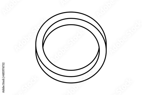 Impossible circle shape. Line optical line symbol. Outline mobius strip. Infinite loop object. Abstract unreal geometric form. Linear puzzle design element for logo, icon, label, tag. Vector sign