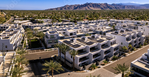 Aerial Cityscape of Generic White Townhome Community in Palm Springs