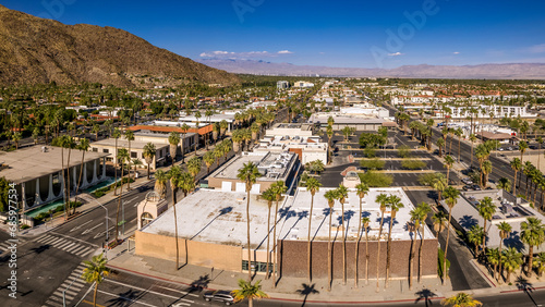 Aerial cityscape of downtown Palm Springs