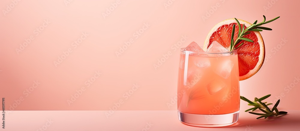 Grapefruit and rosemary infused hard seltzer cocktail. - obrazy, fototapety, plakaty 