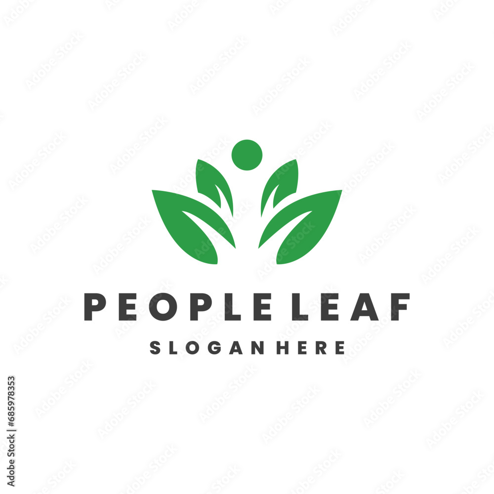 people leaf logo template vector illustration design