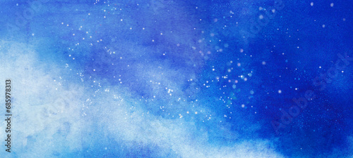 青色の星空の風景イラスト