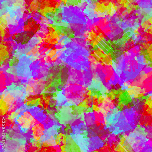 Bold bright multicolored neon layered brush strokes Abstract blurred painted artistic seamless pattern © Olga