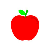 vector red apple with leaves on an isolated white background illustration