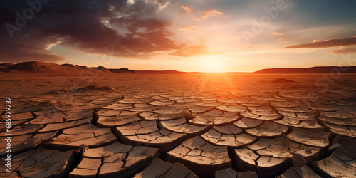Cracked dried earth soil ground texture drought or dry land Desolate Landscape Barren Ground with Cracked Soil